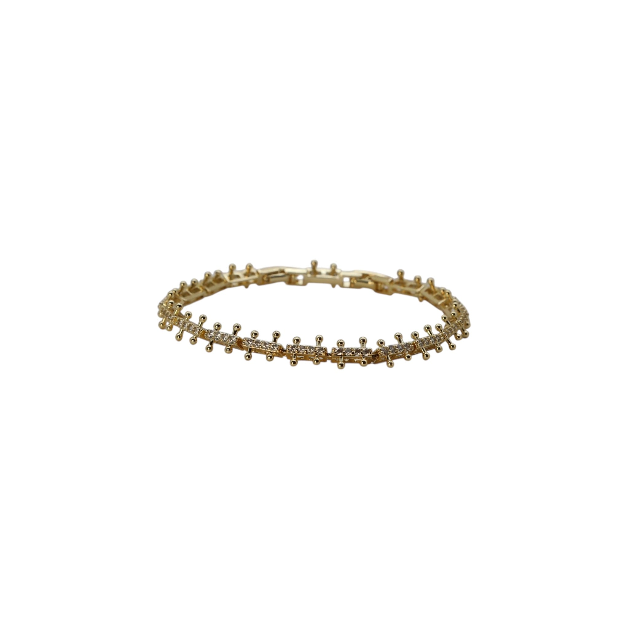 CZ Spiked Tennis Gold Bracelet – Ravelle | 14K Gold Plated